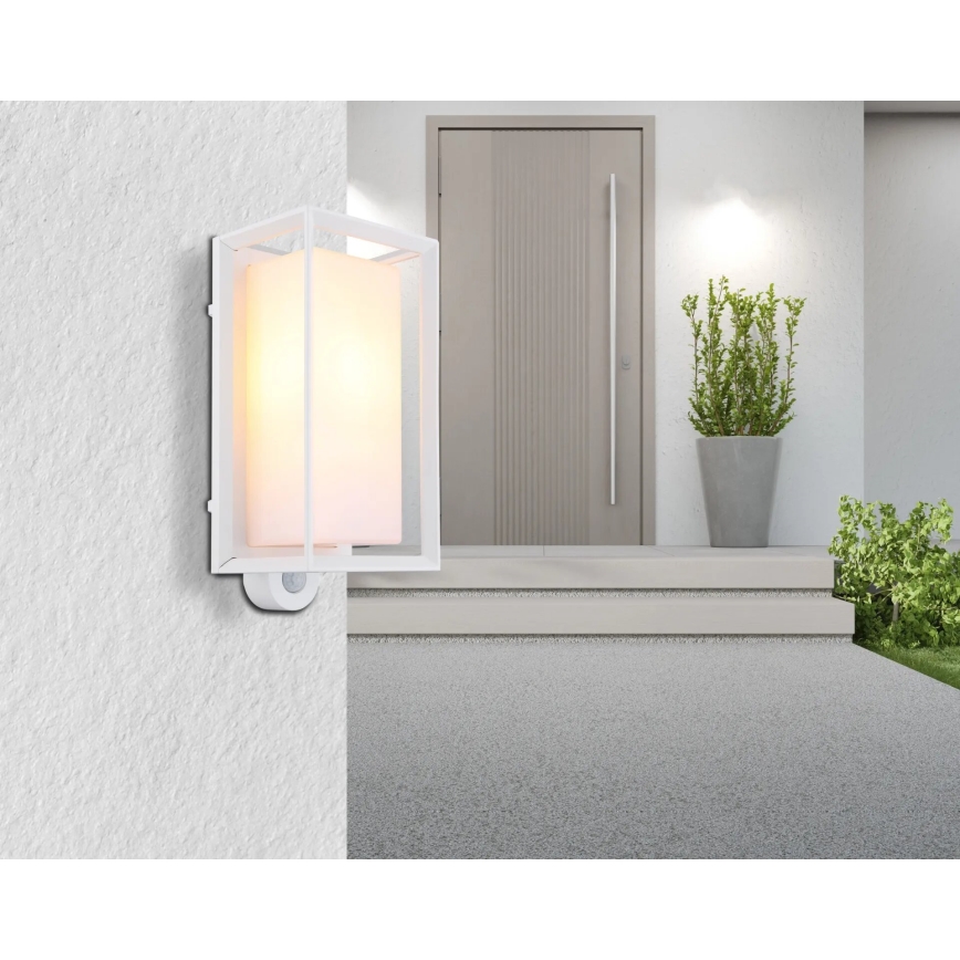 Globo - Ulkovalo anturilla 1xE27/60W/230V IP44 valkoinen