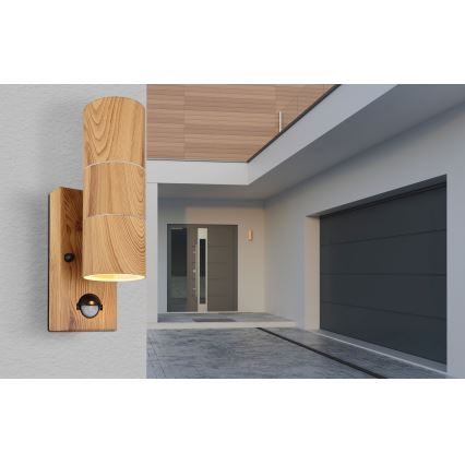 Globo - Ulkokäyttöön tarkoitettu seinävalaisin sensorilla 2xGU10/35W/230V IP44