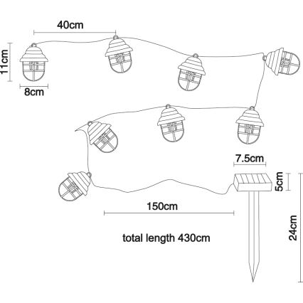 Globo - LED Solar koristeellinen valo 8xLED/3,2V IP44