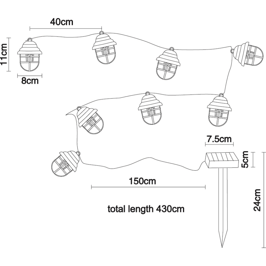 Globo - LED Solar koristeellinen valo 8xLED/3,2V IP44