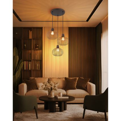 Globo - Riippuvalaisin vaijerilla 3xE27/40W/230V