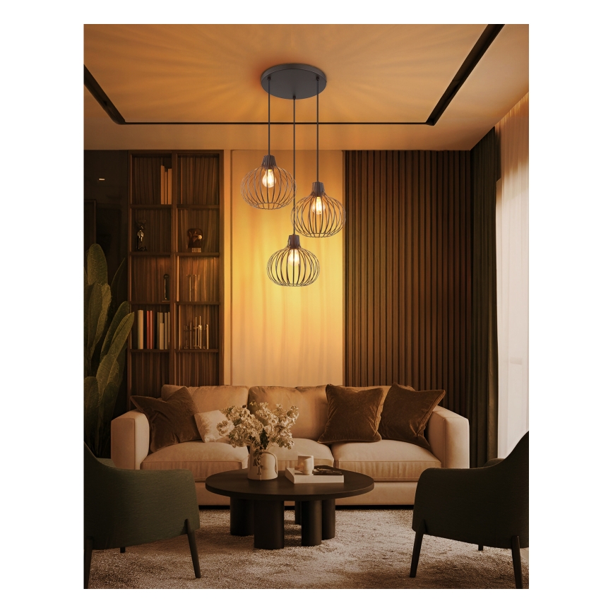 Globo - Riippuvalaisin vaijerilla 3xE27/40W/230V