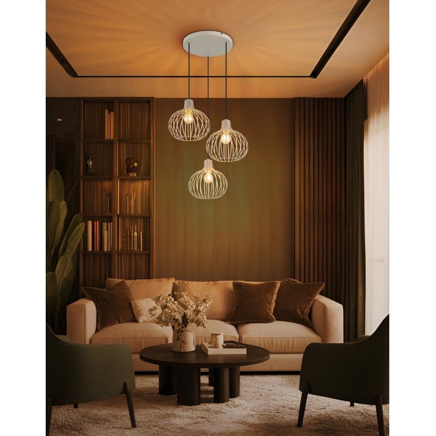 Globo - Riippuvalaisin vaijerilla 3xE27/40W/230V beige