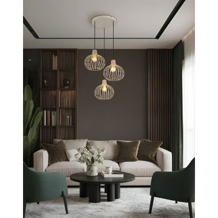 Globo - Riippuvalaisin vaijerilla 3xE27/40W/230V beige