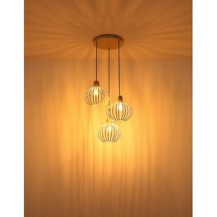 Globo - Riippuvalaisin vaijerilla 3xE27/40W/230V beige