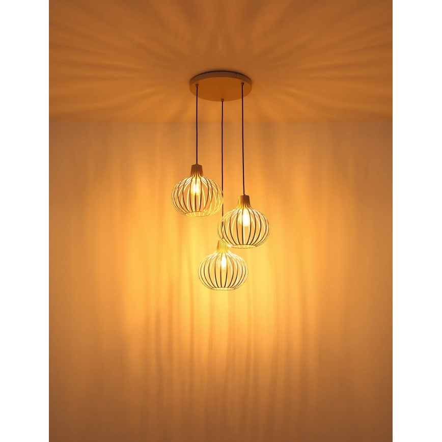 Globo - Riippuvalaisin vaijerilla 3xE27/40W/230V beige