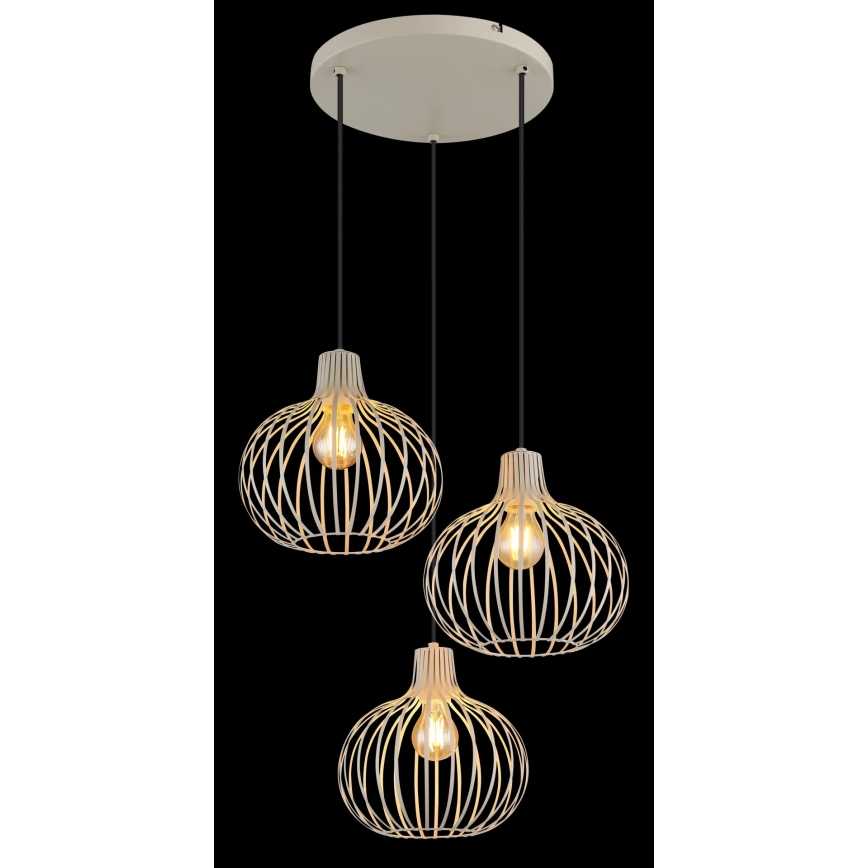 Globo - Riippuvalaisin vaijerilla 3xE27/40W/230V beige