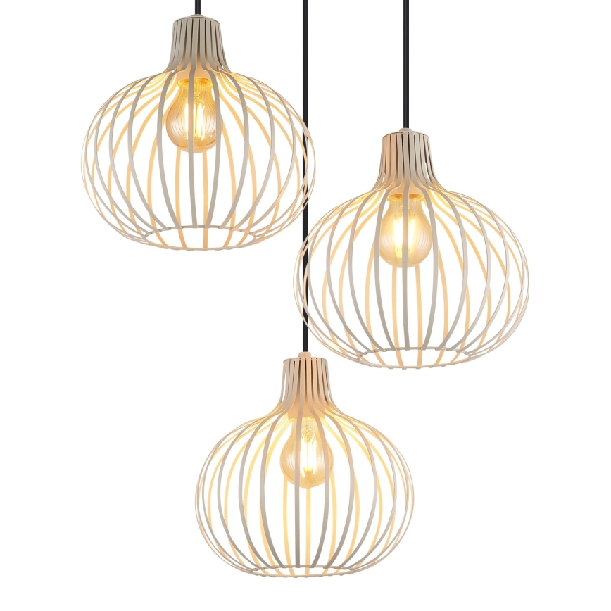 Globo - Riippuvalaisin vaijerilla 3xE27/40W/230V beige