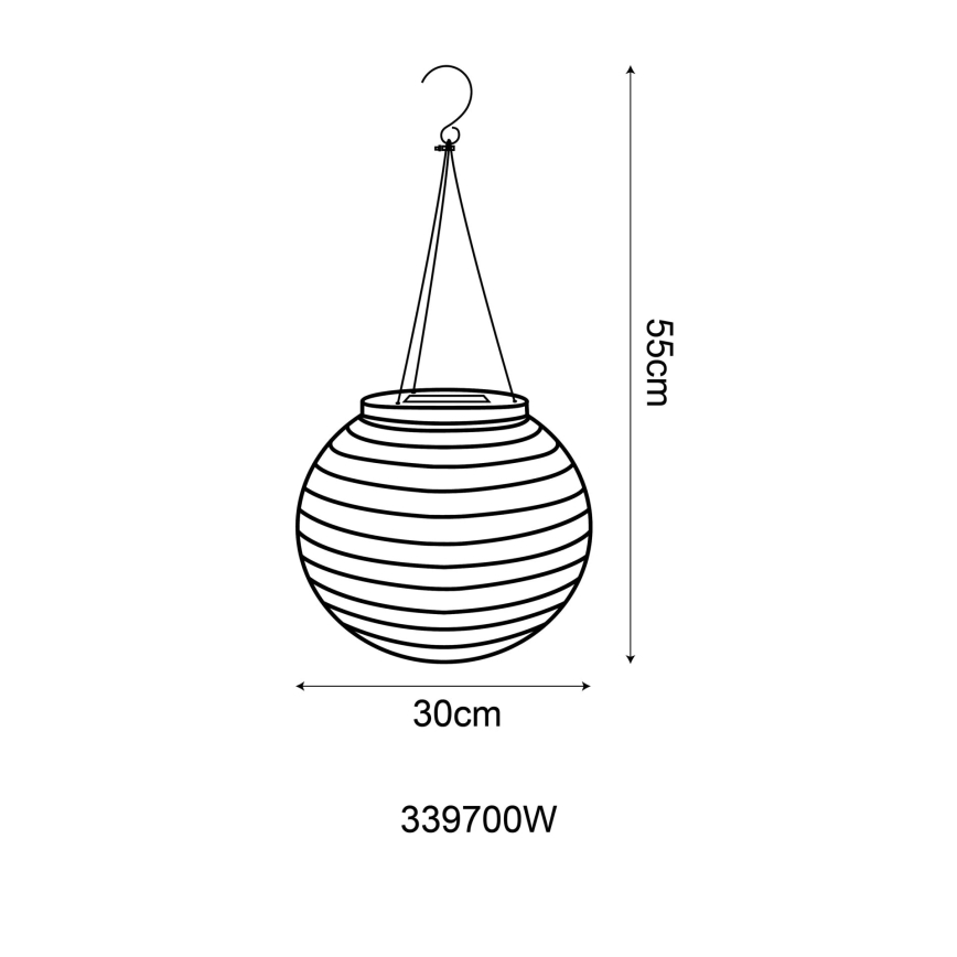 Globo - LED-riippuvalaisin aurinkokennolla LED/0,5W/3V IP44 valkoinen 300 mAh