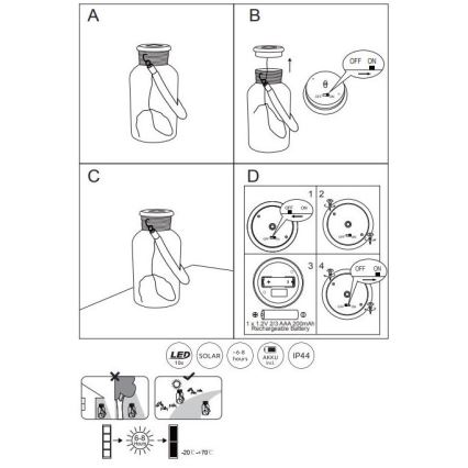 Globo - LED-aurinkovalaistus LED/0,6W/3,2V IP44