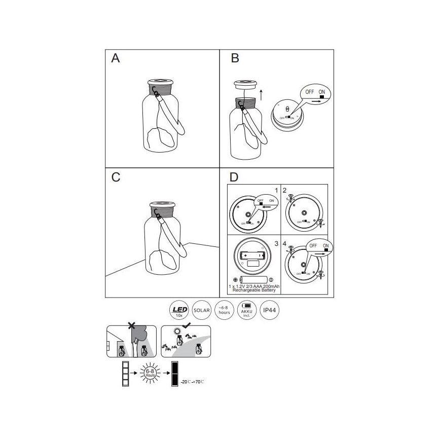 Globo - LED-aurinkovalaistus LED/0,6W/3,2V IP44