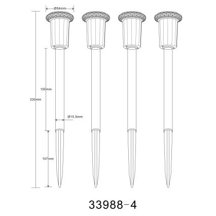 Globo - SARJA 4x LED aurinkovalaisin LED/0,06W/1,2V IP44 100 mAh