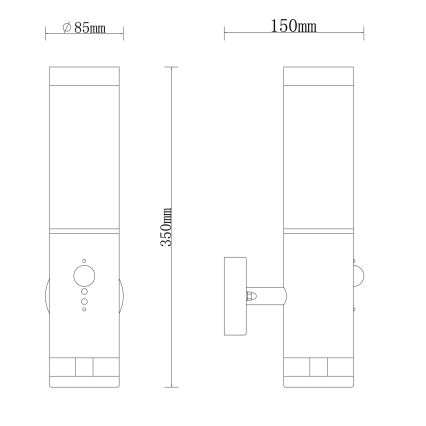 Globo - Ulkoseinävalo sensorilla 1xE27/15W/230V IP44