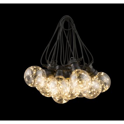Globo - LED-ulkovalaistuskoristeketju 10xLED/0,27W/230V 7,5 m IP44 musta