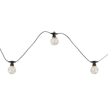 Globo - LED-ulkovalaistuskoristeketju 10xLED/0,27W/230V 7,5 m IP44 musta