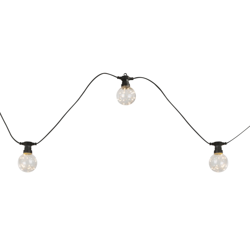 Globo - LED-ulkovalaistuskoristeketju 10xLED/0,27W/230V 7,5 m IP44 musta