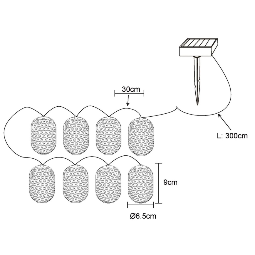 Globo - LED aurinkoketju LED/0,06W/3V 650 cm IP44 400 mAh