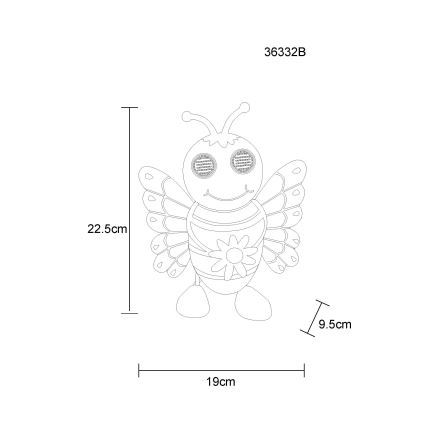 Globo - LED-aurinkovalaisin, mehiläisteemainen, 104xLED/3V IP44 300 mAh