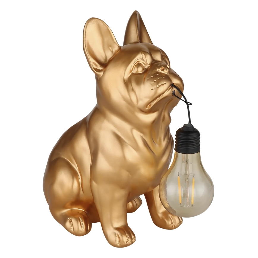 Globo - LED-aurinkovalaisin LED/3V IP44 300 mAh, kultainen koira
