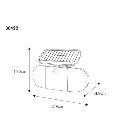 Globo - LED-aurinkovalaisin anturilla, LED 3,7 V, IP44, 2000 mAh