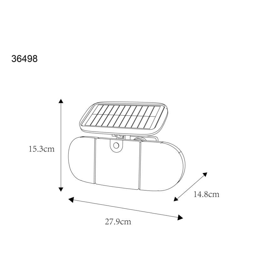 Globo - LED-aurinkovalaisin anturilla, LED 3,7 V, IP44, 2000 mAh