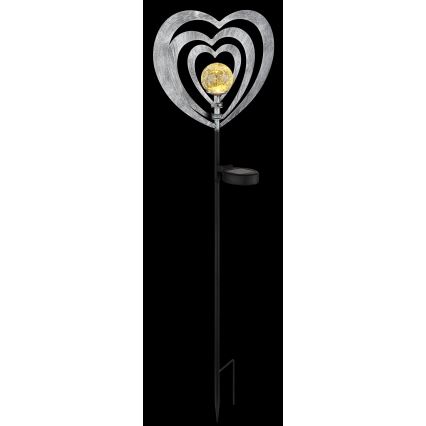 Globo - LED aurinkovalaisin LED/3V IP44 300 mAh hopeanvärinen sydän