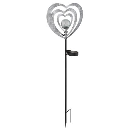 Globo - LED aurinkovalaisin LED/3V IP44 300 mAh hopeanvärinen sydän