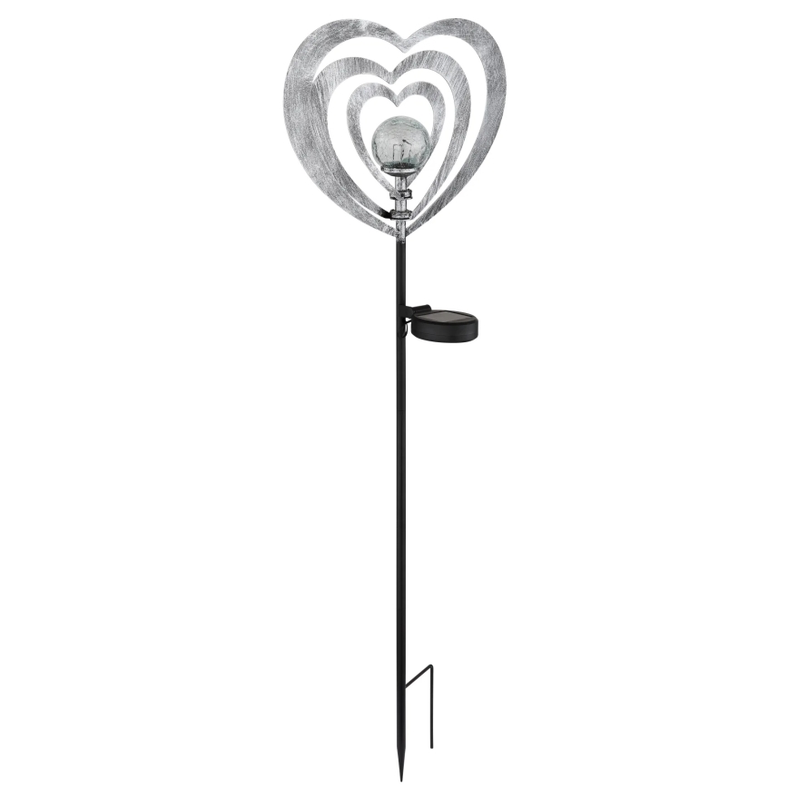 Globo - LED aurinkovalaisin LED/3V IP44 300 mAh hopeanvärinen sydän