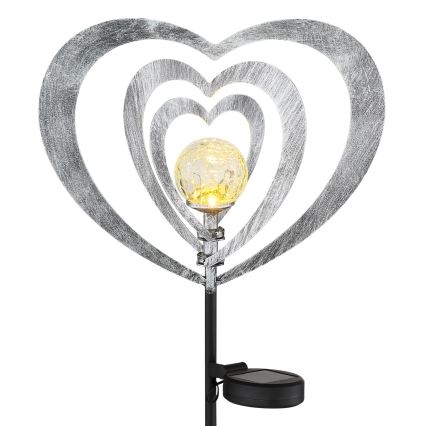 Globo - LED aurinkovalaisin LED/3V IP44 300 mAh hopeanvärinen sydän