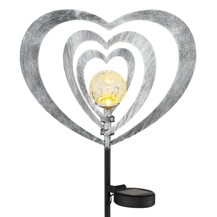 Globo - LED aurinkovalaisin LED/3V IP44 300 mAh hopeanvärinen sydän
