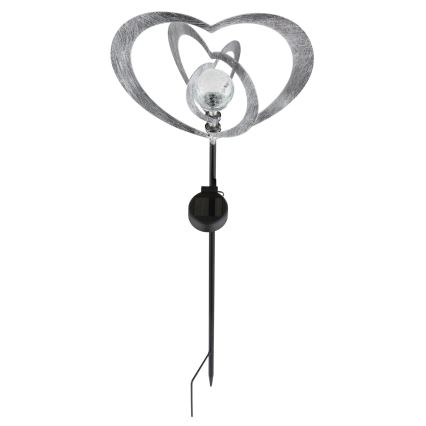 Globo - LED aurinkovalaisin LED/3V IP44 300 mAh hopeanvärinen sydän