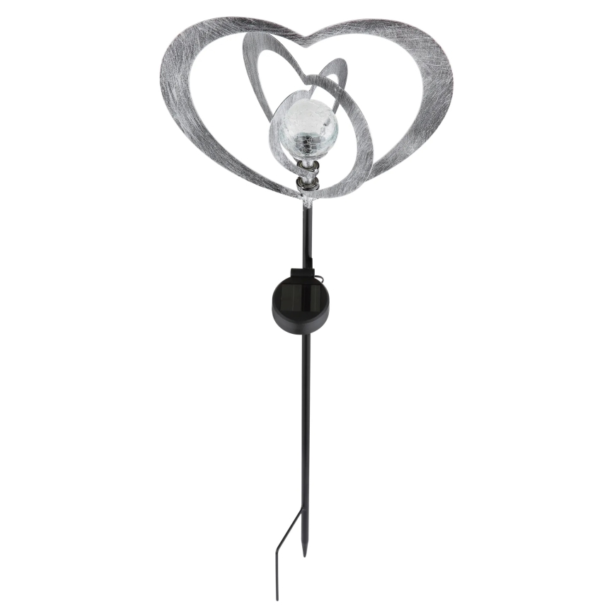 Globo - LED aurinkovalaisin LED/3V IP44 300 mAh hopeanvärinen sydän