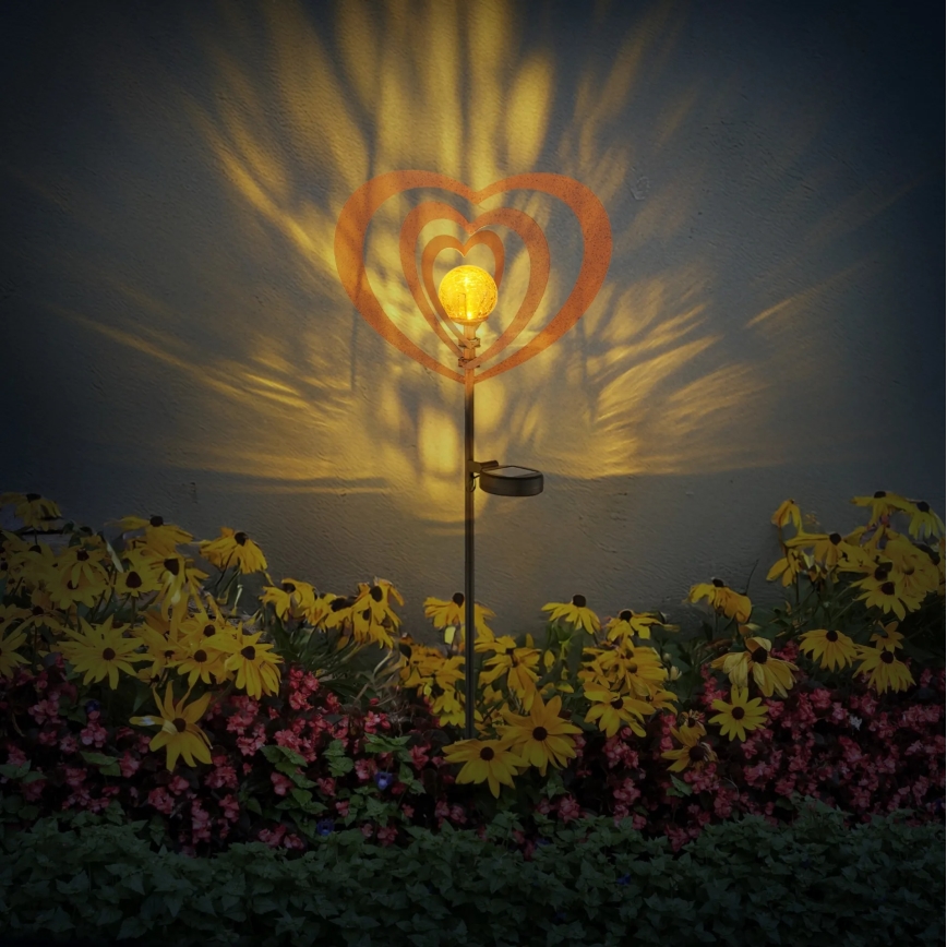Globo - LED-aurinkovalaisin LED/3V IP44 300 mAh ruosteenvärinen sydän