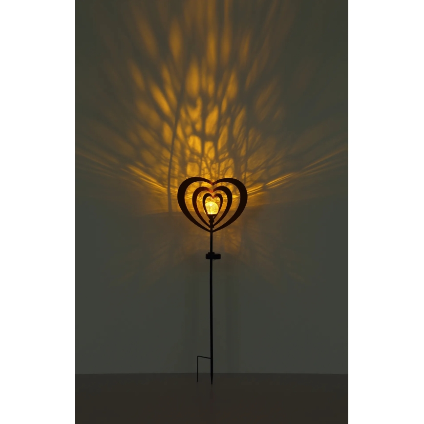 Globo - LED-aurinkovalaisin LED/3V IP44 300 mAh ruosteenvärinen sydän