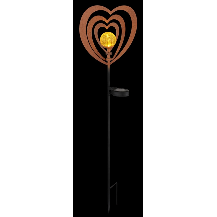 Globo - LED-aurinkovalaisin LED/3V IP44 300 mAh ruosteenvärinen sydän