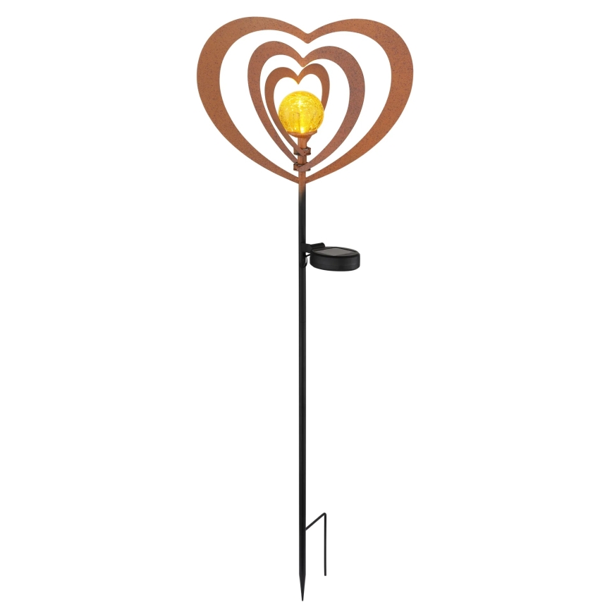Globo - LED-aurinkovalaisin LED/3V IP44 300 mAh ruosteenvärinen sydän