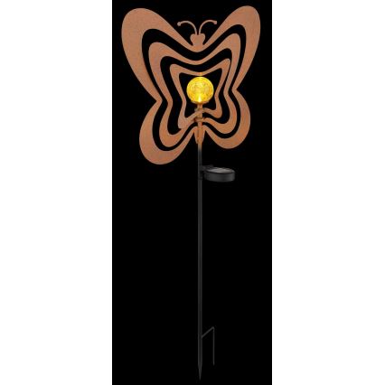 Globo - LED aurinkovalaisin LED/3V IP44 300 mAh ruosteenruskea perhonen