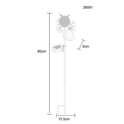 Globo - LED-aurinkovalaisin 200xLED/3V IP44 600 mAh mehiläinen