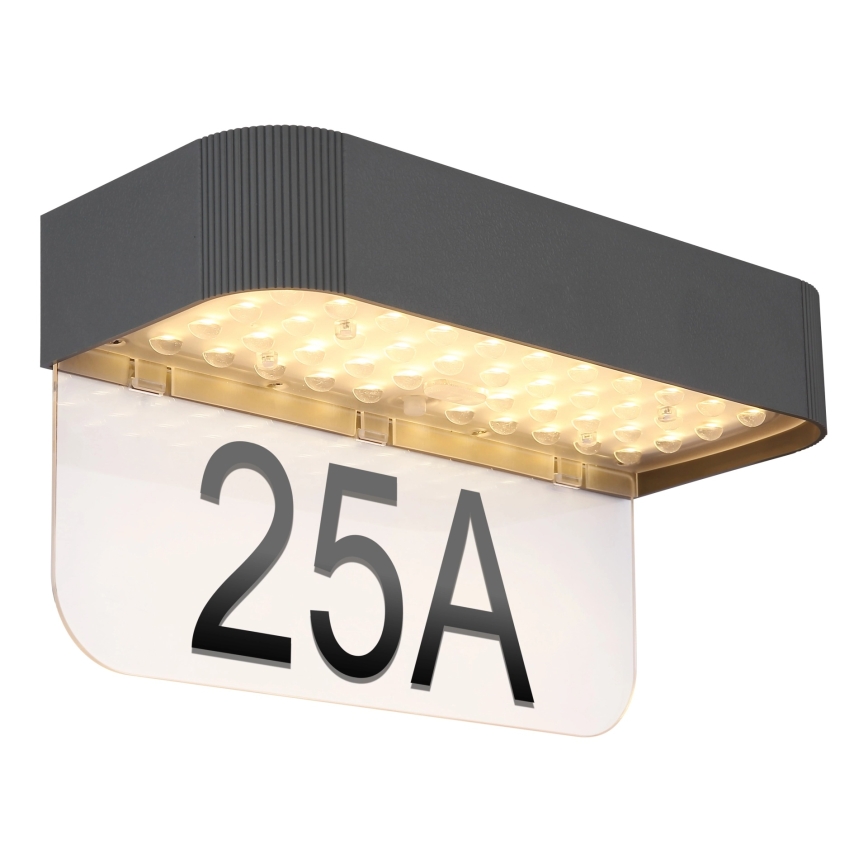 Globo - Aurinkokäyttöinen LED-talonumero LED/6W/3,7V IP54 1800 mAh