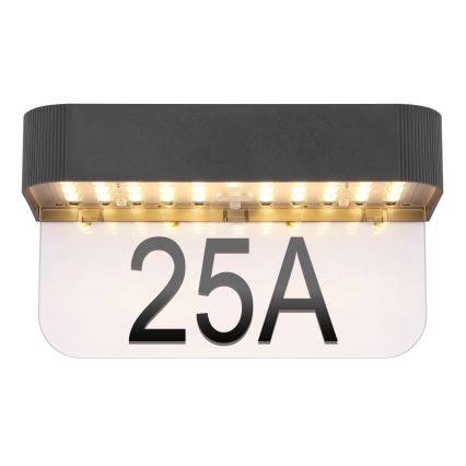 Globo - Aurinkokäyttöinen LED-talonumero LED/6W/3,7V IP54 1800 mAh