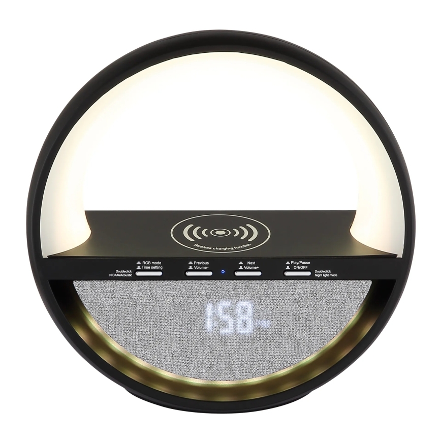 Globo - LED RGBW kosketuksella toimiva ladattava pöytälamppu kaiuttimella ja langattomalla QI-latauksella LED/3,5W/5V 1800 mAh