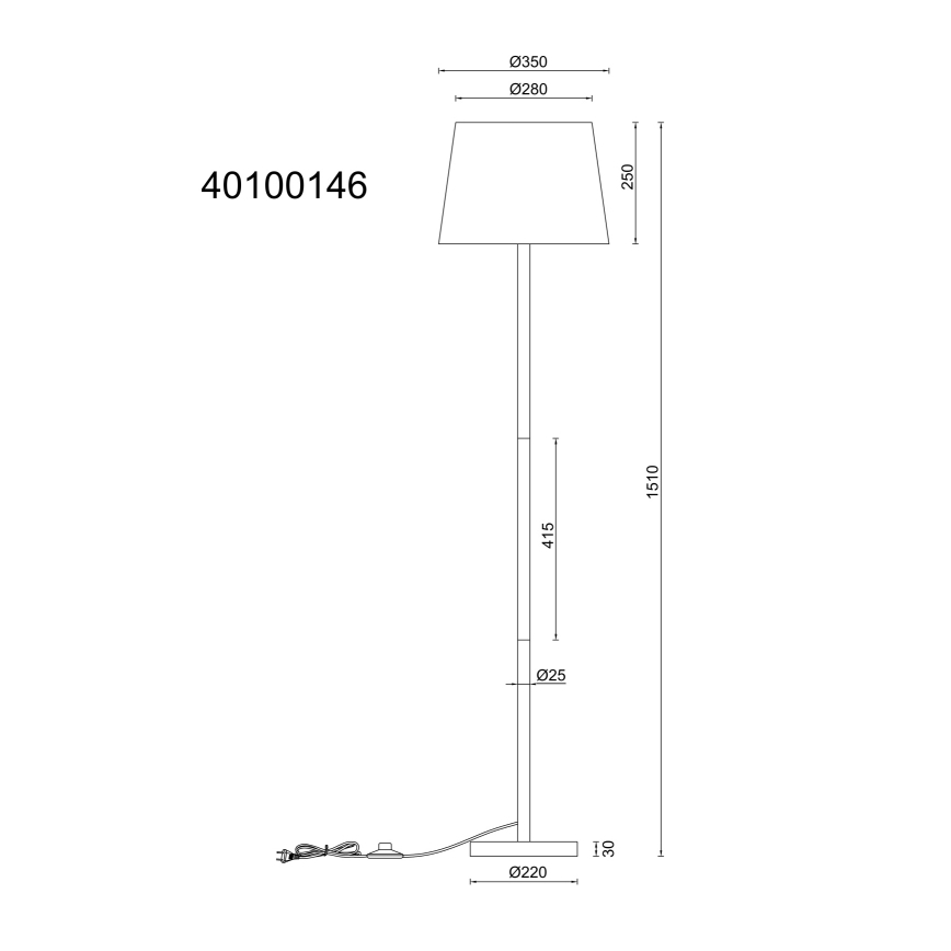 Globo - Lattialamppu 1xE27/40W/230V