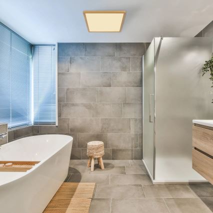 Globo - Himmennettävä kylpyhuoneen LED-kattovalaisin LED/18W/230V 3000K IP44 29,4x29,4 cm messinki