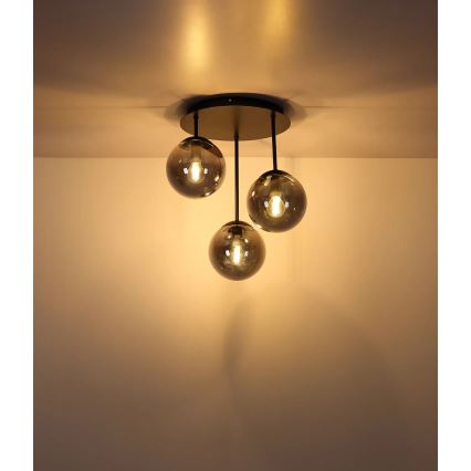 Globo - Pintakiinnitteinen kattokruunu 3xE14/25W/230V musta