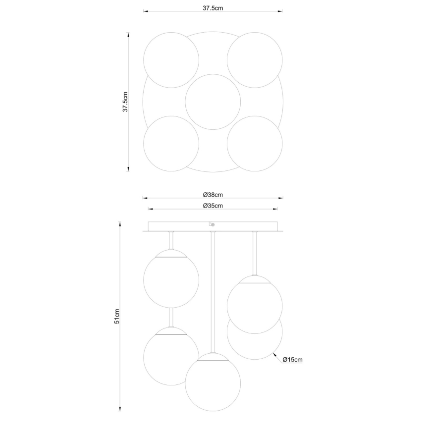 Globo - Pintaan asennettava kattovalaisin 5xE14/25W/230V messinki
