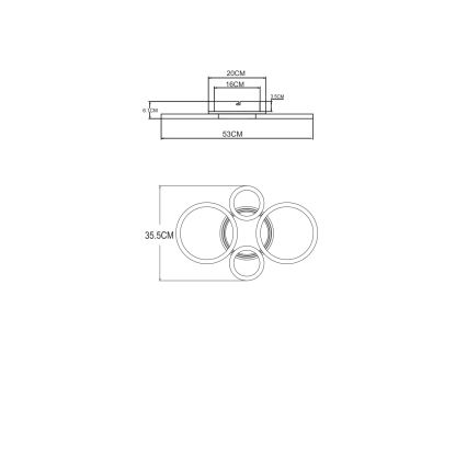 Globo - LED-kattovalaisin LED/40W/230V 2700/4500/6500K Ø 35,5x53 cm messinki