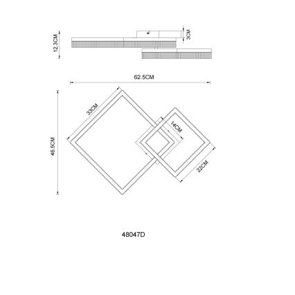 Globo - LED-kattovalaisin LED/24W/230V 3000K 46,5x62,5 cm