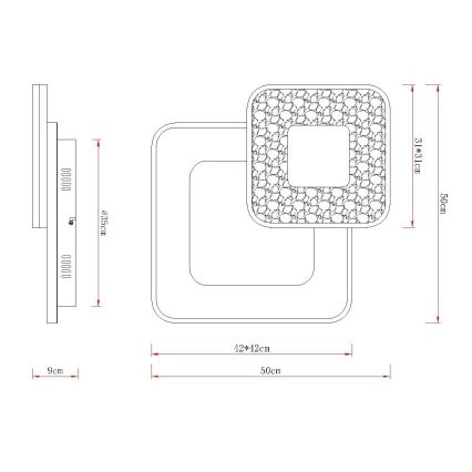 Globo - LED-himennettävä kattovalaisin LED/48W/230V 2700-6000K 50x50 cm + kaukosäädin