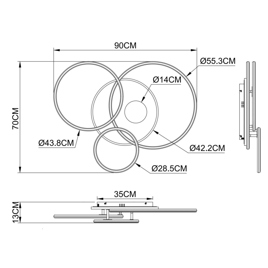 Globo - dimmattava LED-kattovalaisin LED/54W/230V 2700-6500K 90x70 cm hopeanvärinen + kaukosäädin