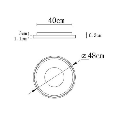 Globo - LED himmennettävä kattovalaisin LED/48W/230V 2700-6000K halkaisija 48 cm + kaukosäädin